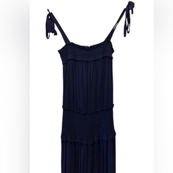 Tory Burch Smocked Shoulder-Tie Jumpsuit - Picture 5 of 9